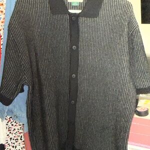 Men's Black and Gray Striped Sweater